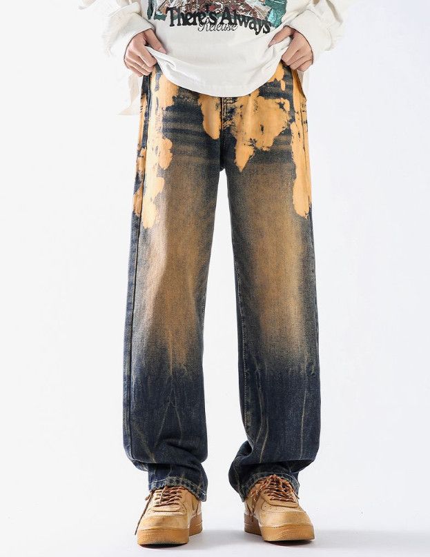 Vintage Men's loose tie-dye distressed high street baggy jeans Size US 32 / EU 48 - 1 Thumbnail