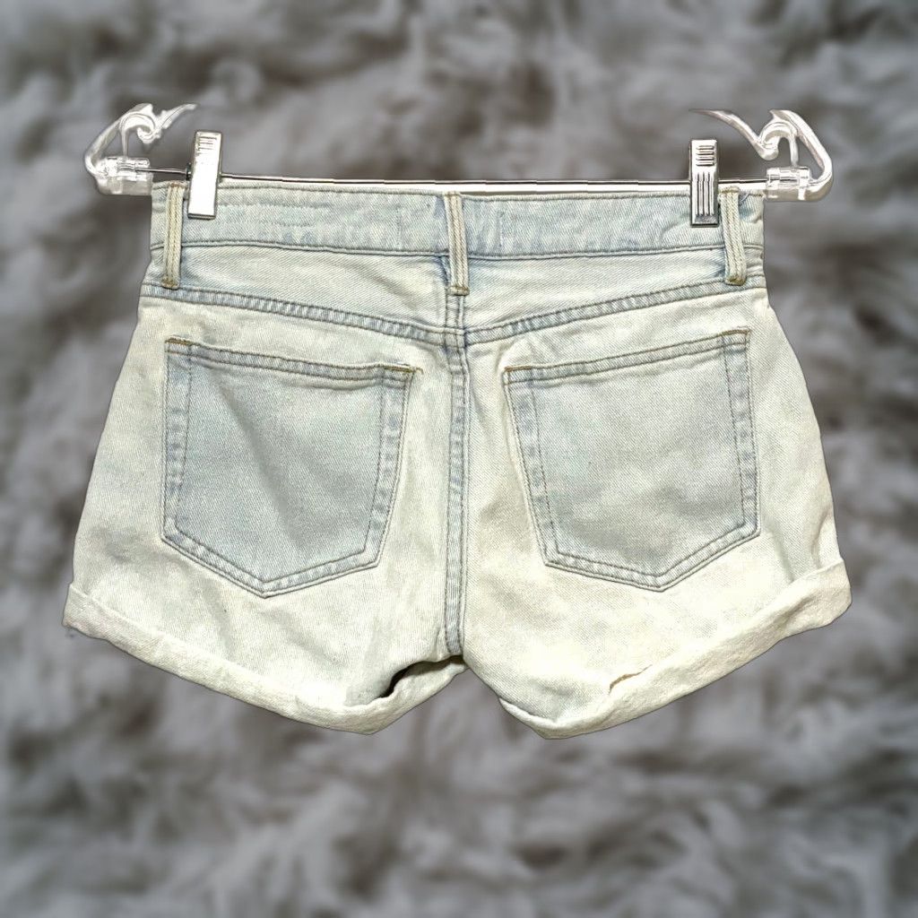 Pacsun VINTAGE PacSun Denim Girlfriend Shorts 22 Button Fly Cuffed Distressed Festival Grunge Womens Shorts 22 Blue Size 40" / US 18 - 1 Thumbnail