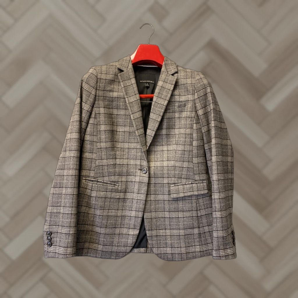 Banana Republic Banana Republic Blazer Women’s 8 Wool Plaid Short 1 Button Classic Fit Brown – Business Dress Coat Women’s Size 8 Regular Size M / US 6-8 / IT 42-44 - 1 Thumbnail