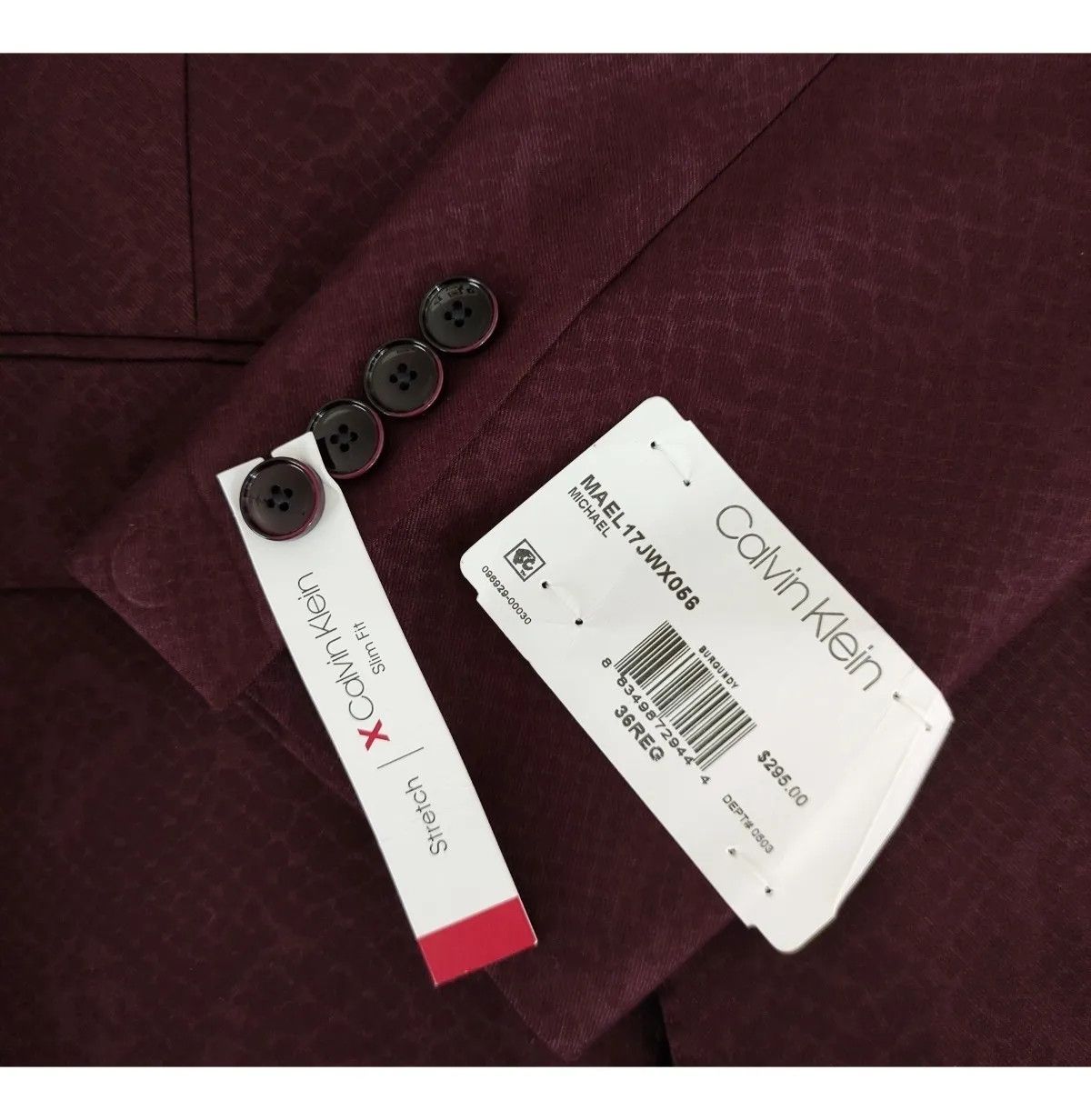 Calvin Klein Calvin Klein Sport Blazer Wine Animal Print-fashionella Size 36R - 10 Thumbnail
