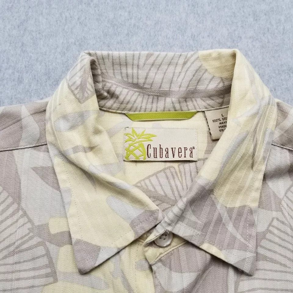 Cubavera Cubavera Shirt Mens Large Tan Hawaiian Floral Button Up Size US L / EU 52-54 / 3 - 5 Thumbnail