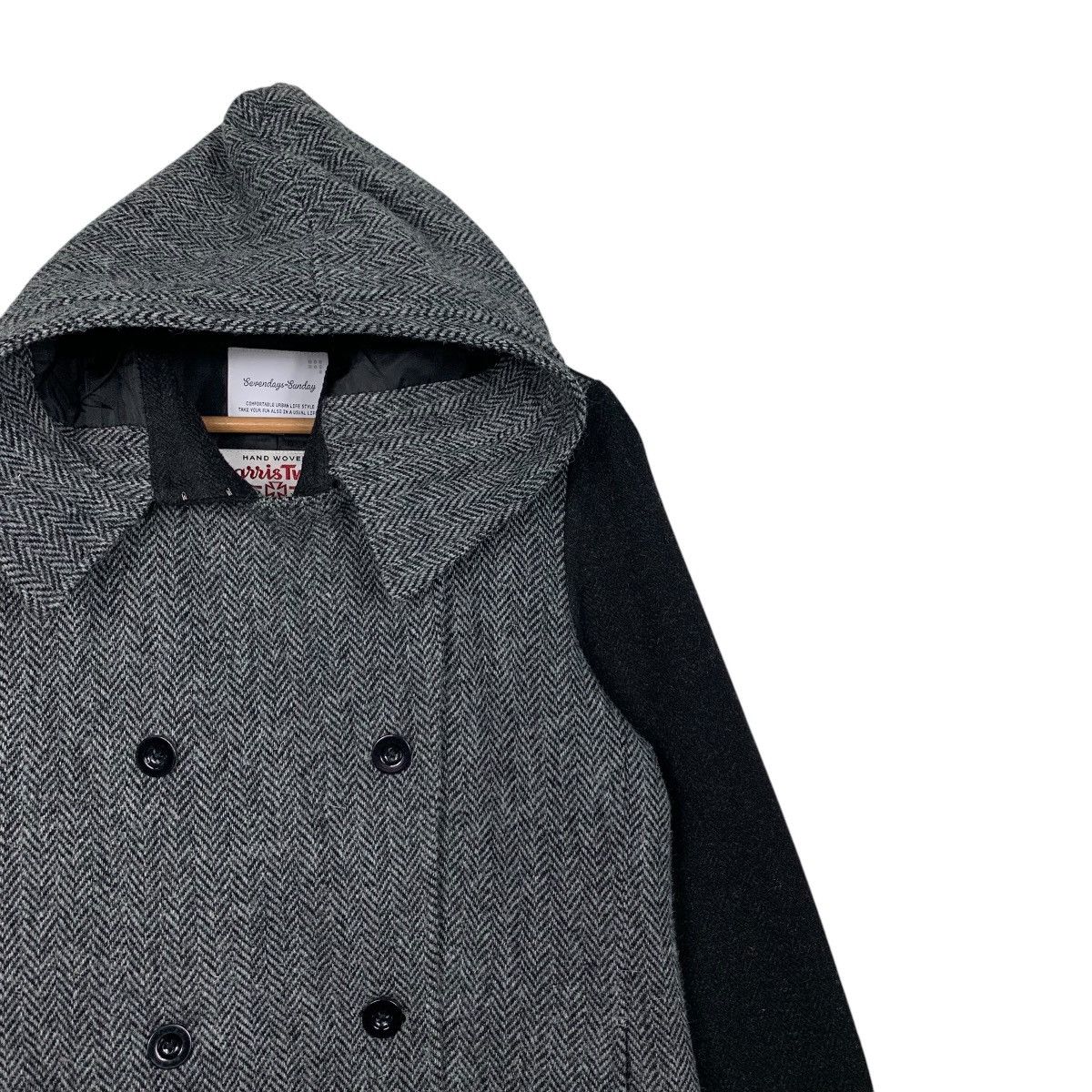 Harris Tweed SEVENDAYS SUNDAY X HARRIS TWEED Herringbone Coat #2596-C117 Size L / US 10 / IT 46 - 5 Thumbnail