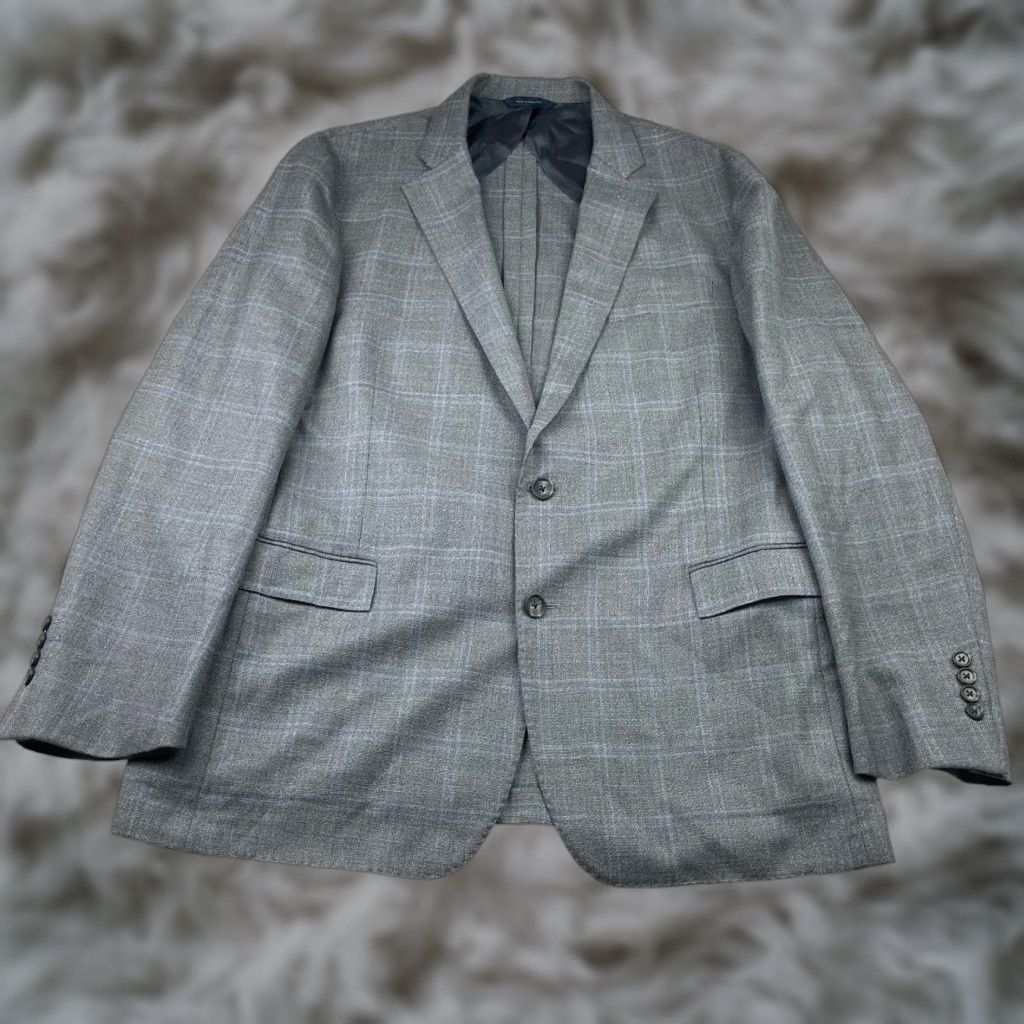 Brooks Brothers VINTAGE Brooks Brothers Blazer 42R Men Wool Plaid Notch Lapel 2-Button 4-Button Sleeve Double-Vented Gray Blue Windowpane Regular Fit Jeg/Nope Size 42R - 1 Thumbnail