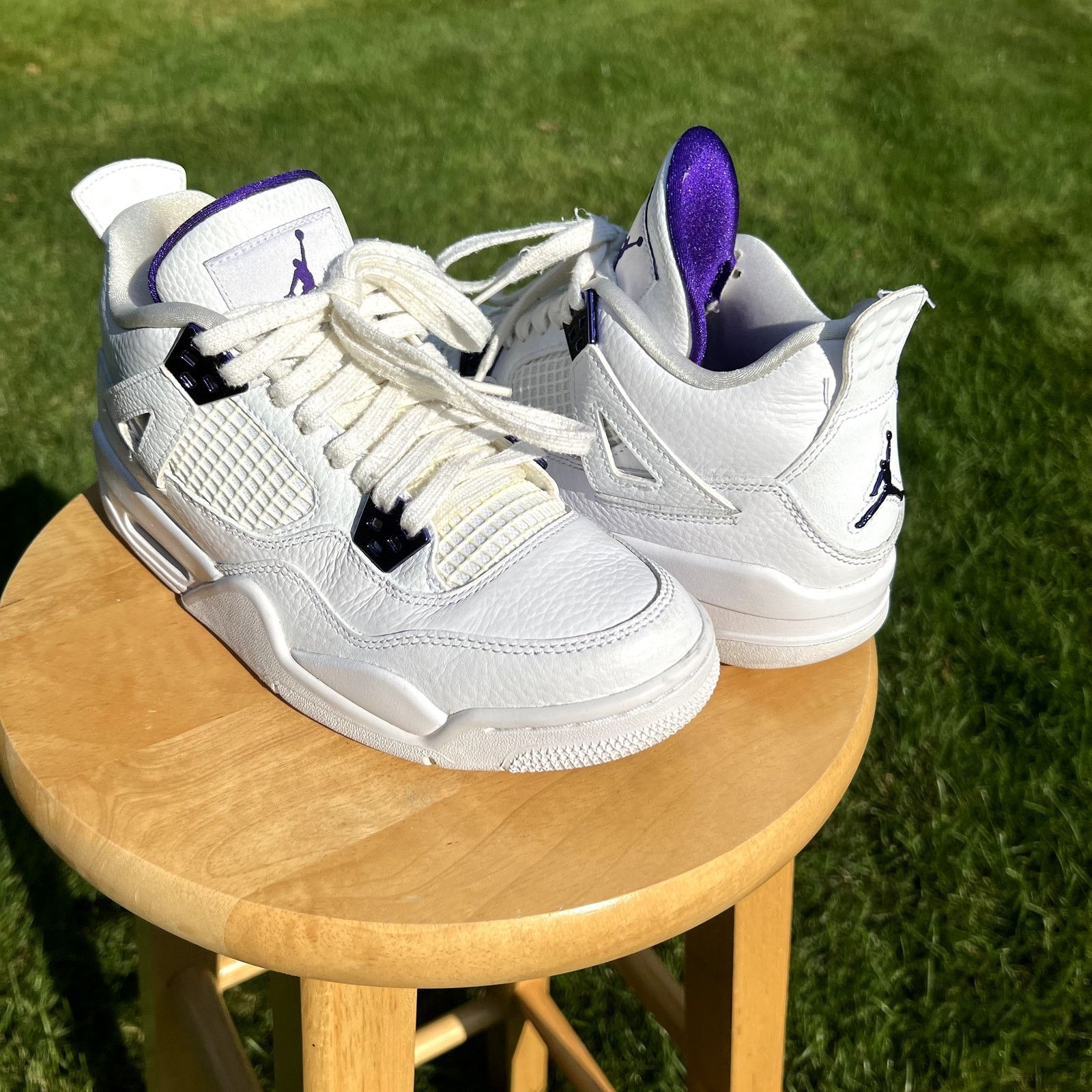 Jordan Brand × Nike Air Jordan 4 Retro GS Purple Metallic Men's Shoes - Size 6.5 Size US 6.5 / EU 39-40 - 1 Thumbnail