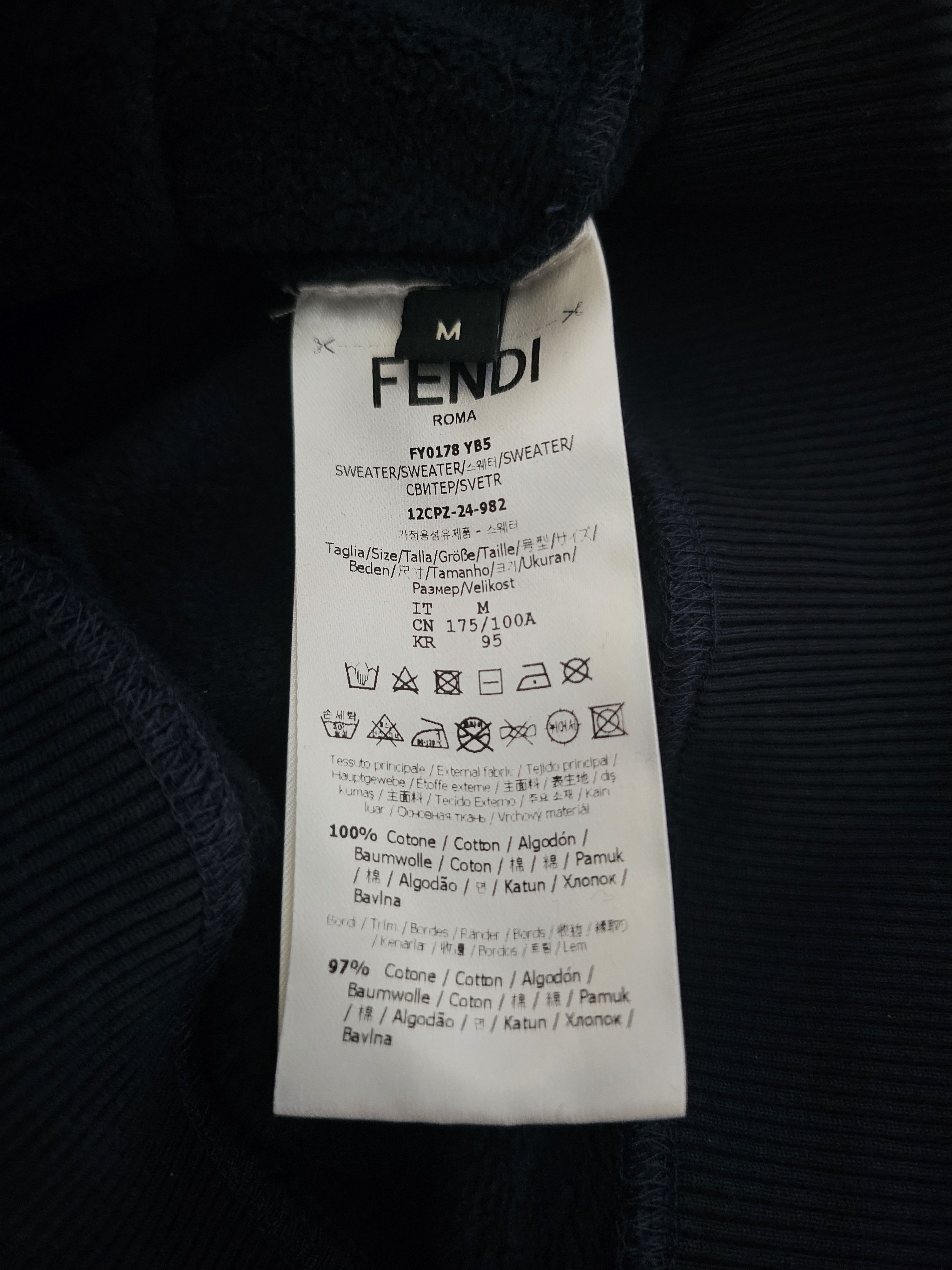 Fendi Fendi Men's Dark Blue Sweatshirt Size M Size US M / EU 48-50 / 2 - 4 Thumbnail