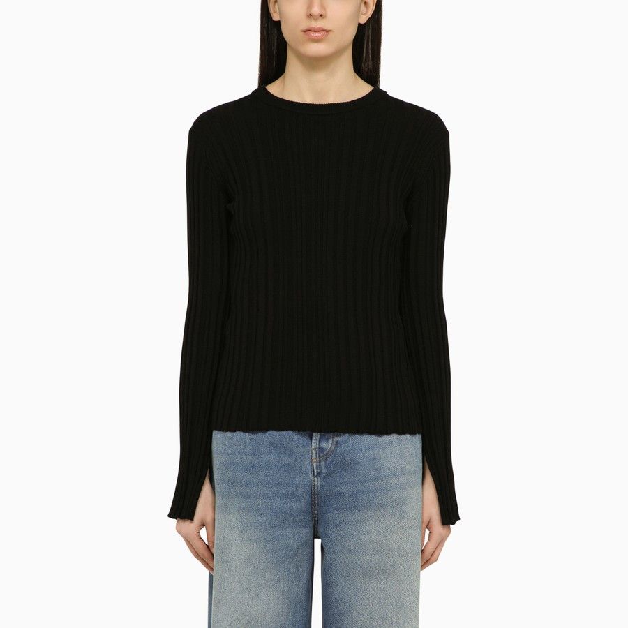 Loulou de Saison o1d2blof0824 Silk Blend Crew-Neck Sweater in Black Size M / US 6-8 / IT 42-44 - 1 Thumbnail