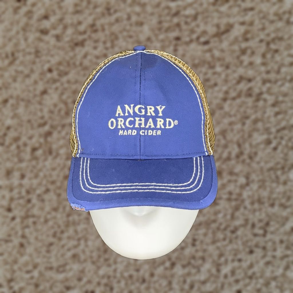 Cider Angry Orchard Trucker Hat Cap 6x6 One Size Blue Beige Adjustable Casual Men Shop Wear Cap Size ONE SIZE - 1 Thumbnail