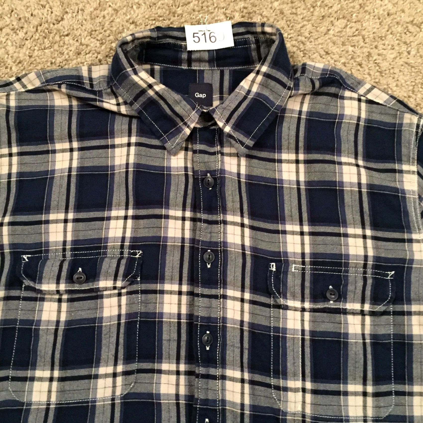 Gap Gap Shirt Mens XL Blue Plaid Long Sleeve Button Pockets Size US XL / EU 56 / 4 - 3 Thumbnail