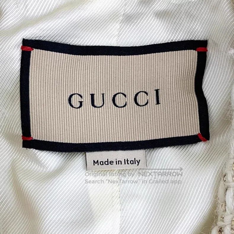 Gucci Gucci Beige gold thread tweed wool lapel double-breasted l Size XS / US 0-2 / IT 36-38 - 6 Thumbnail