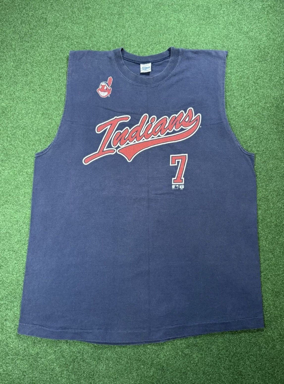 MLB × Salem Sportswear × Vintage Vintage 90s Cleveland Indians #7 Salem Sportswear Tank Top Size US XXL / EU 58 / 5 - 1 Thumbnail