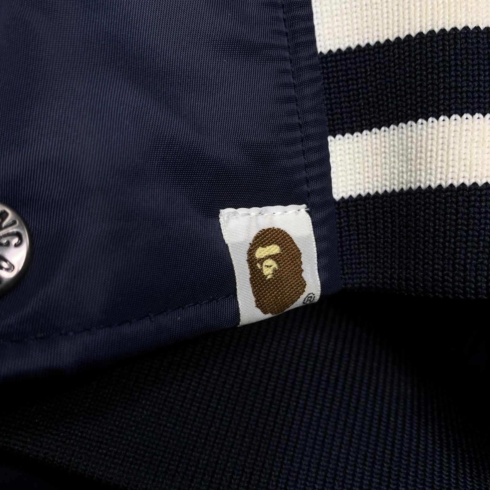 Bape OG Script Logo Nylon Stadium Jacket (Navy Blue) Size US L / EU 52-54 / 3 - 7 Thumbnail