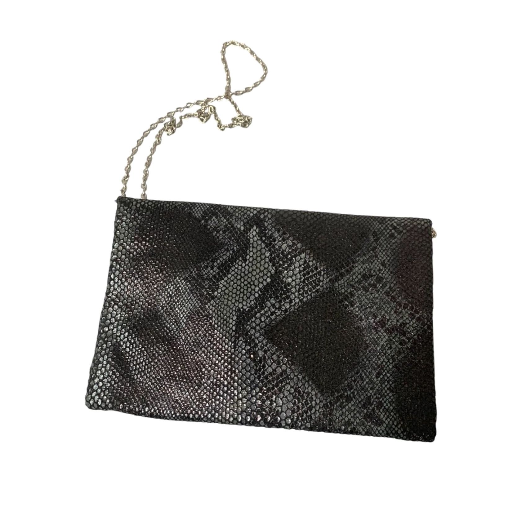 Vintage Y2K Convertible Envelop Clutch Shoulderbag Faux Snakeskin Sequin Women Black Snakeskin Clutch Decade Sequin Shoulderbag Mens? Size ONE SIZE - 5 Thumbnail