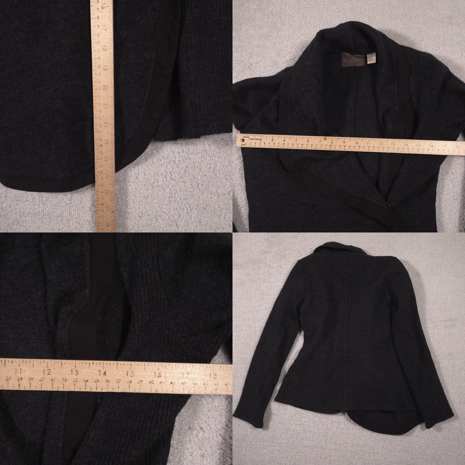 Vintage Guinevere Cardigan Sweater Womens S Gray Open Front Pleated Knit Collar Knit Style Tight-Knit V-Neck Casual Winter Size S / US 4 / IT 40 - 8 Thumbnail