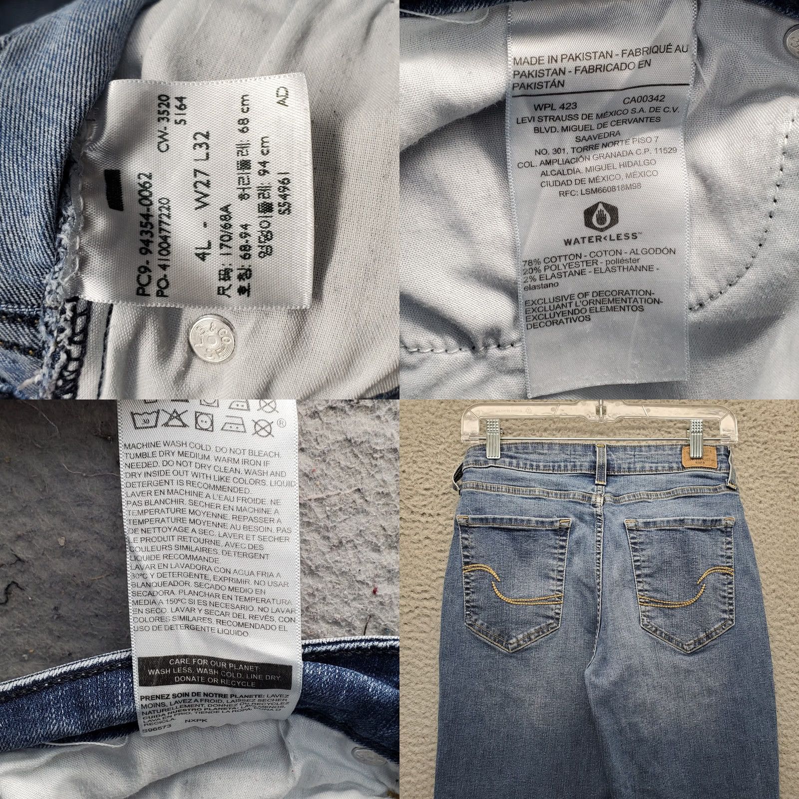 Levi's Levi's Womens Skinny Jeans 4L Blue Denim Mid Rise Faded Whiskered Streetwear Jeans Slim Size 4 Womens Color Blue 29.25 Inseam Mens Women Boys Girls Size 27" / US 4 / IT 40 - 8 Thumbnail