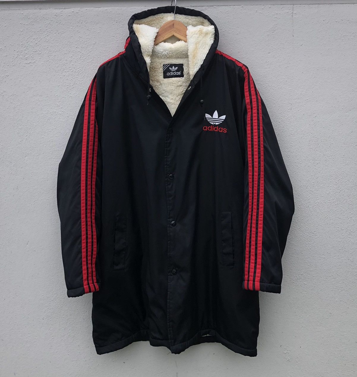 Adidas Vintage Adidas 3 Stripes Big Logo Lined Fleece Coach Jacket Size US L / EU 52-54 / 3 - 6 Thumbnail