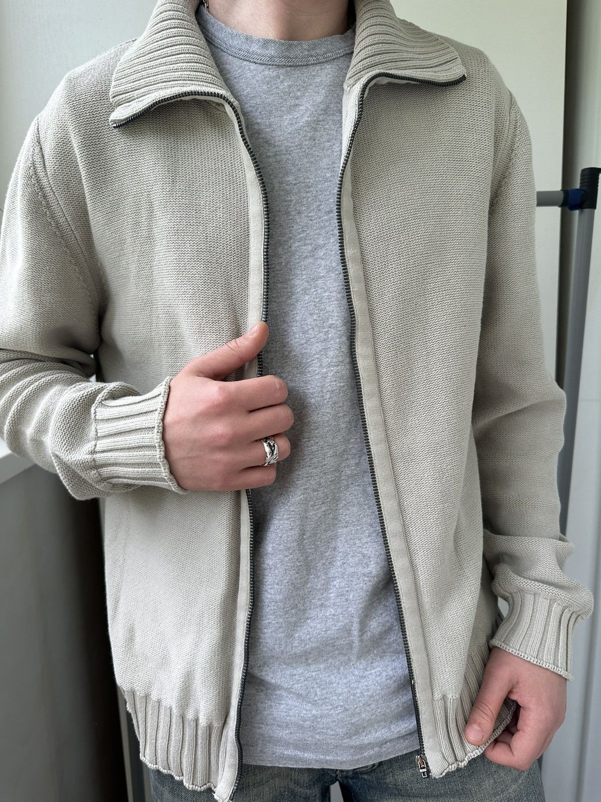 image of Brunello Cucinelli Zip Pullover Sweater in Cream, Men's (Size Medium)