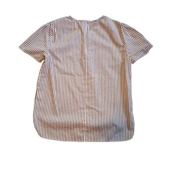 Nordstrom NORDSTROM Oversized Cap Sleeve Brown Stripe Blouse Size Smal Size S / US 4 / IT 40 - 4 Thumbnail