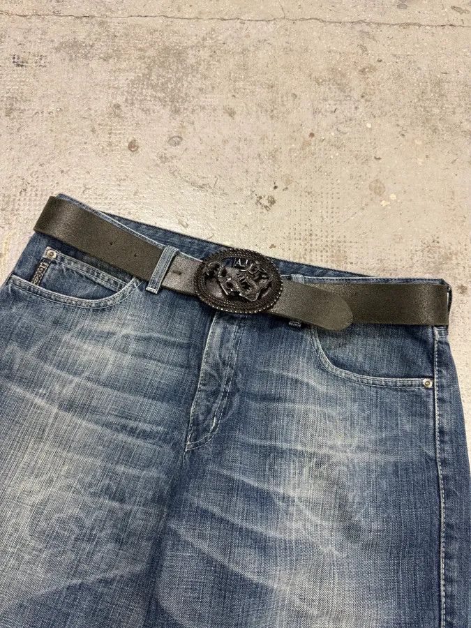 Designer × Roberto Cavalli × Vintage 2000s Cavalli Asian Dragon Black Leather Belt Size ONE SIZE - 3 Thumbnail
