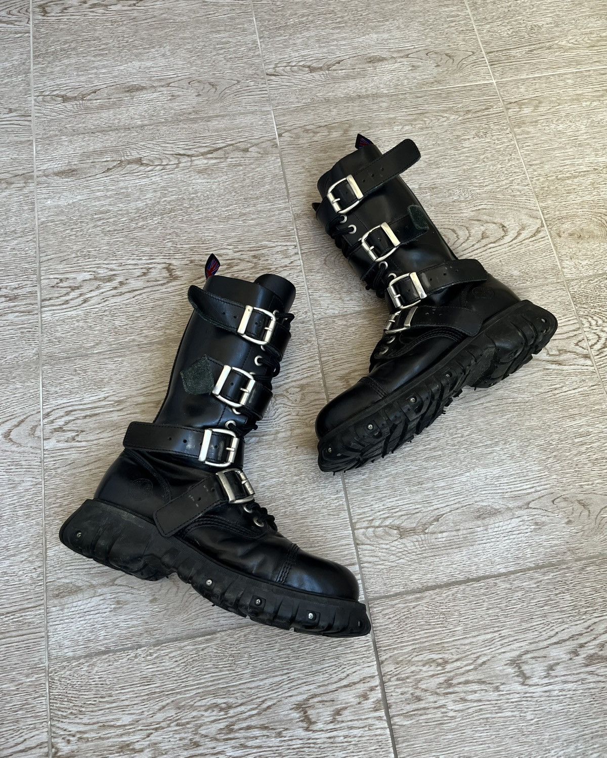 New Rock Nevermind Leather Belted Boots New Rock Style 90s Size US 11 / EU 44 - 2 Thumbnail
