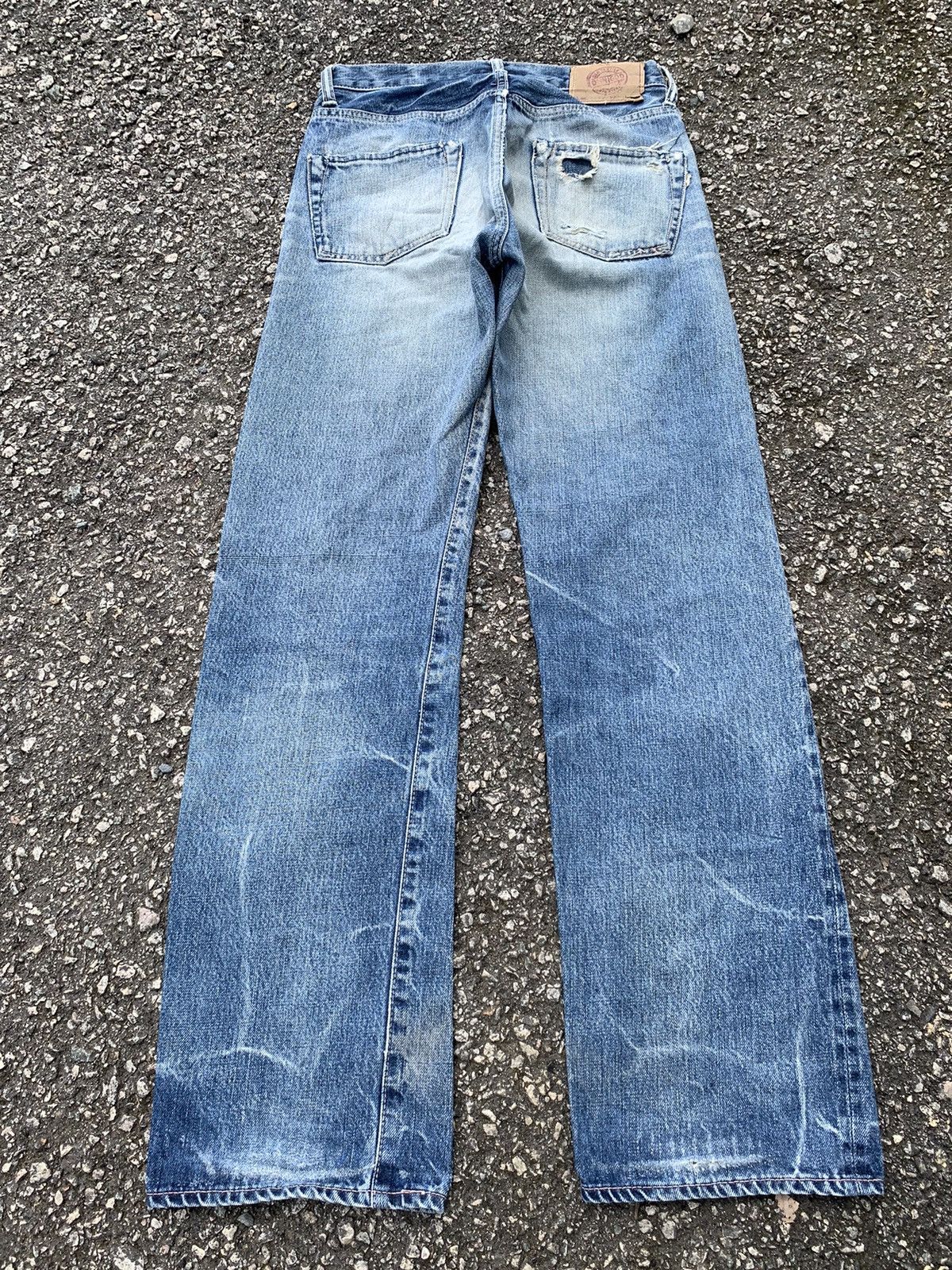 Jean × OMNIGOD × Vintage OMNIGOD JAPANESE BUTTON FLY SELVEDGE DISTRESSED DENIM🎌 Size US 28 / EU 44 - 4 Thumbnail
