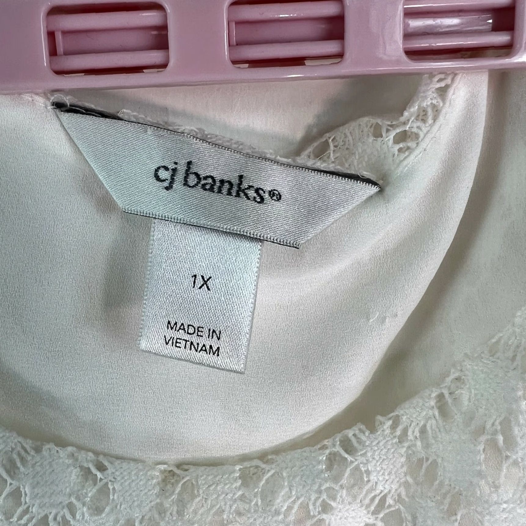 Vintage Cj Banks Blouse Shirt Womens White Round Neck Short Sleeve Sz 1X Crochet Size XL / US 12-14 / IT 48-50 - 5 Thumbnail