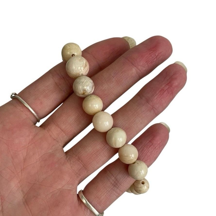 Vintage NWT Vintage Cream Marble Beaded Necklace Size ONE SIZE - 3 Thumbnail