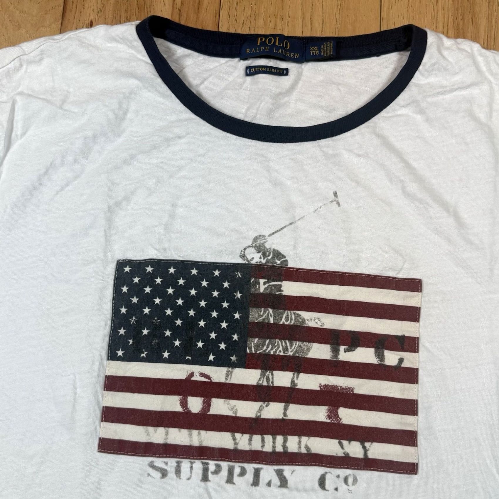 Ralph Lauren Ralph Lauren Polo T Shirt Men XXL Slim Fit Embroidered USA Flag White Size US XXL / EU 58 / 5 - 2 Thumbnail