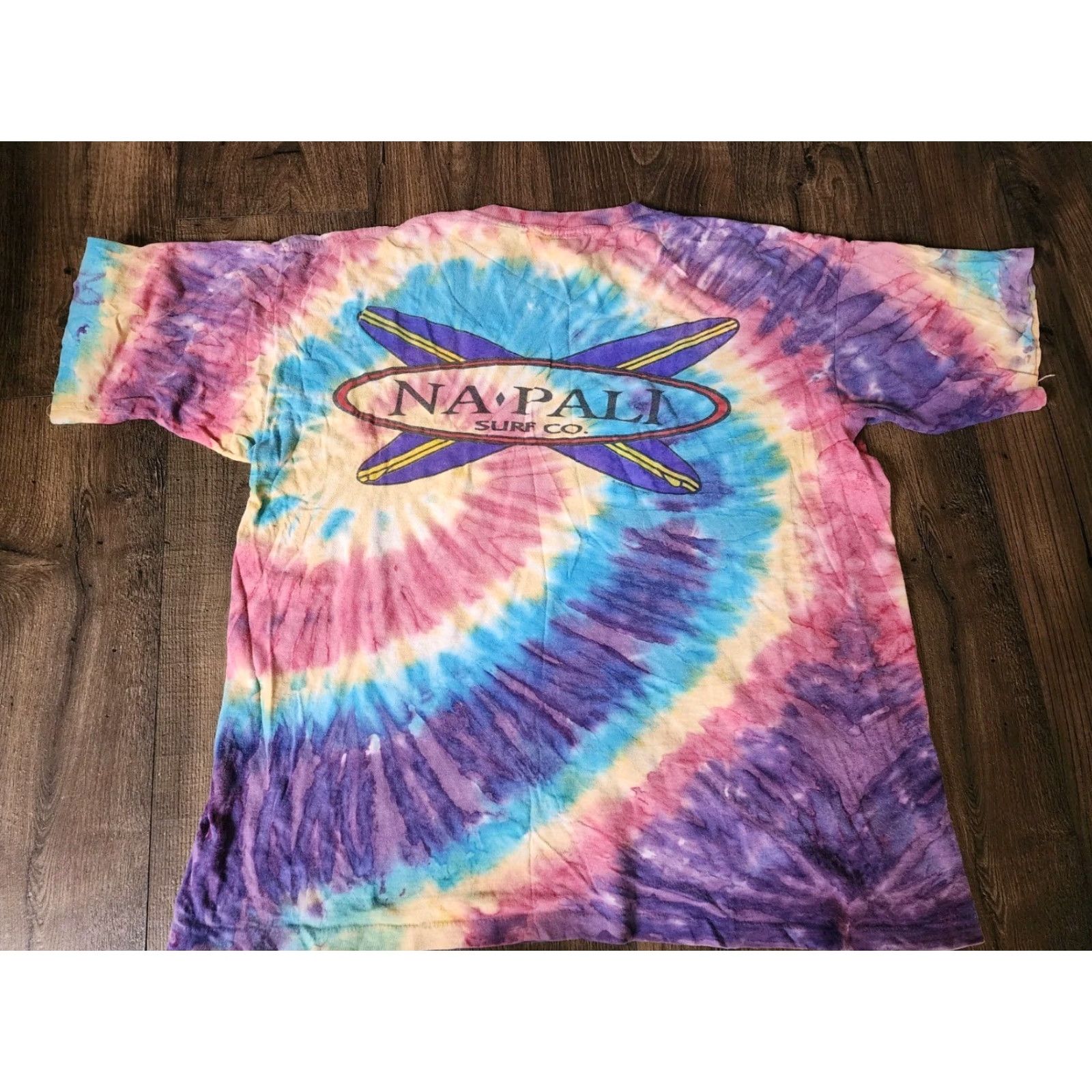 CO VTG 90s Mens XL Na’Pali Surf Co Virginia Beach Single Stitch Tie Dye T Shirt Size US XL / EU 56 / 4 - 2 Thumbnail