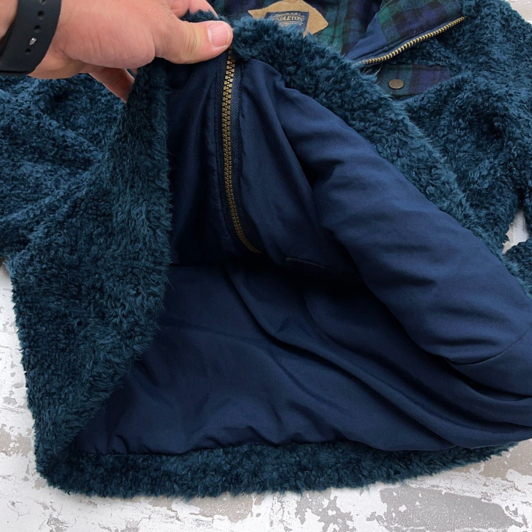 Pendleton Pendleton Jacket Women Small Blue Green Deep Pile Sherpa Fleece Sport Coat Size S / US 4 / IT 40 - 5 Thumbnail