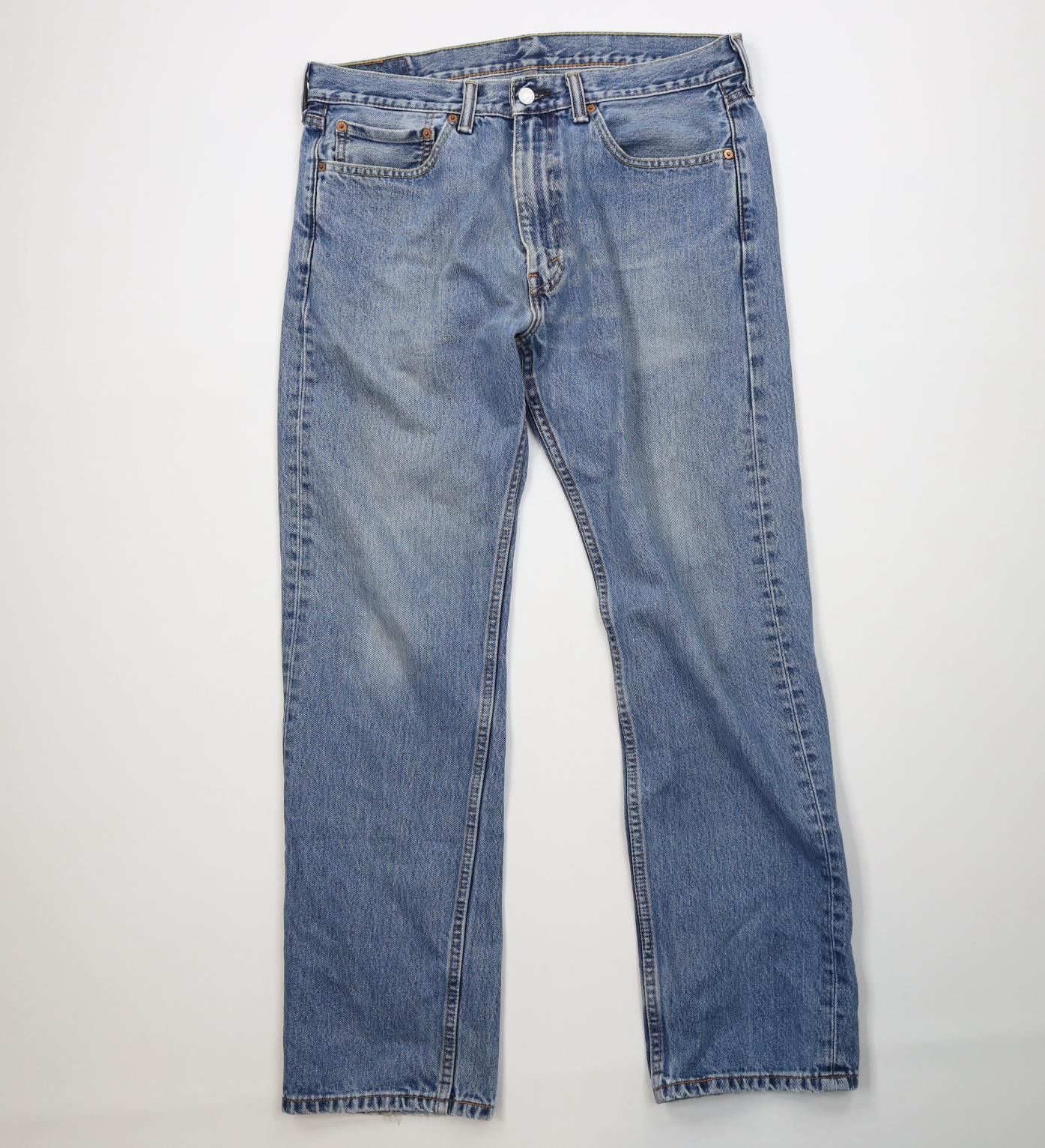 Levi's Vintage Y2K Levis 505 Regular Straight Leg Denim Jeans Blue Size US 35 - 1 Thumbnail