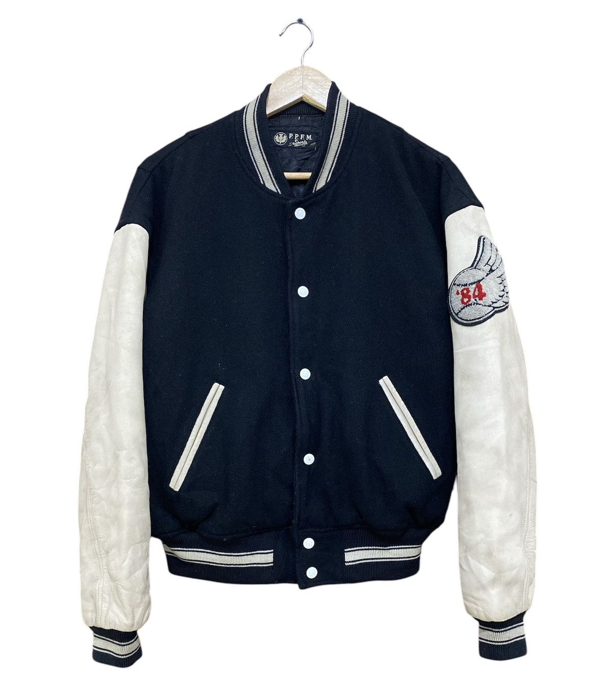 PPFM PPFM Wool Sleeve Leather Varsity Made Japan Size US M / EU 48-50 / 2 - 2 Thumbnail