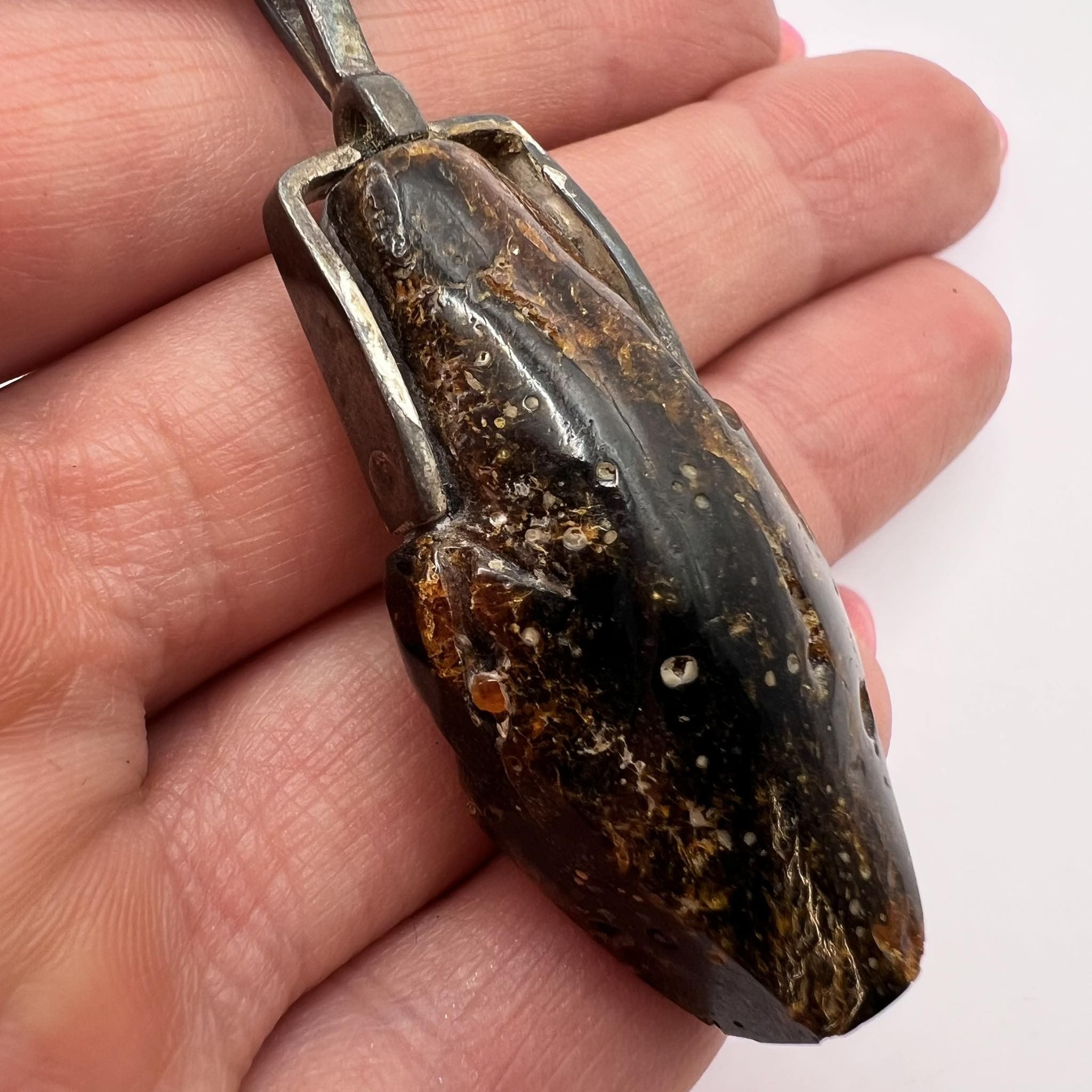 Vintage Natural Baltic AmberVintage Pendant Black Leather Necklace Size ONE SIZE - 6 Thumbnail