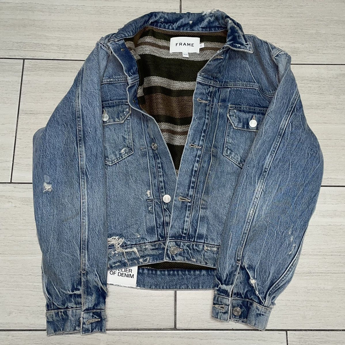 Frame Frame Type 2 Distressed Denim Jacket Blanket Lined Size US S / EU 44-46 / 1 - 1 Thumbnail