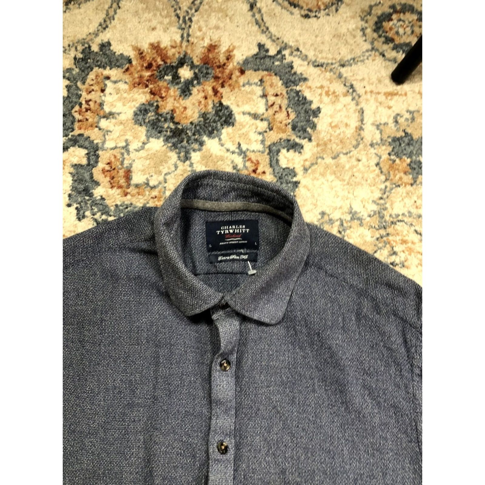 Charles Tyrwhitt Charles Tyrwhitt Weekend Shirt Mens Large Blue Extra Slim Fit Long Sleeve Size US L / EU 52-54 / 3 - 2 Thumbnail