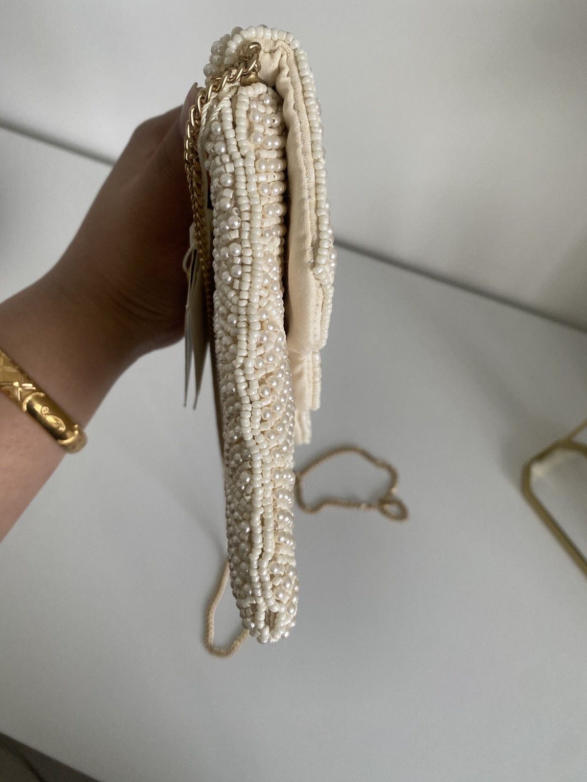 Other NWT Antik Kraft Hand Made Beaded Clutch Crossbody Cream Bag Size ONE SIZE - 7 Thumbnail