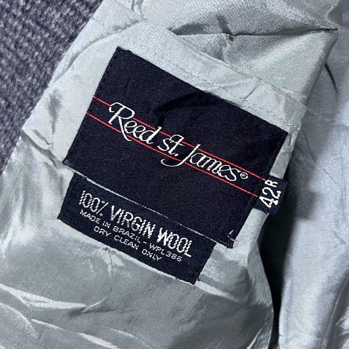Vintage VINTAGE Reed St. James Blazer Men 42R Grey Houndstooth Wool Brazil Made In Brazil Sports Coat Blazer Size 42R - 4 Thumbnail