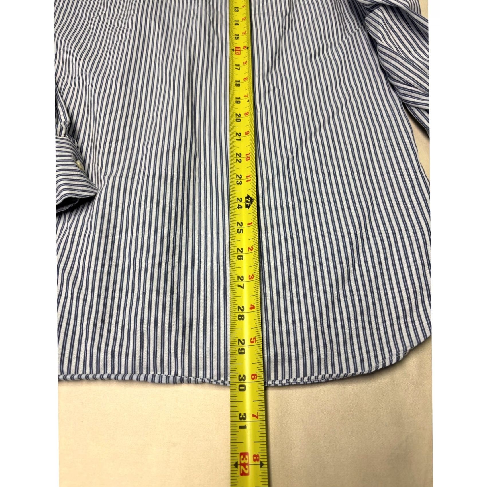 Ermenegildo Zegna Ermenegildo Zegna Dress Shirt Blue White Striped Herringbone 16 41 16 in Regular Mens Shirt Size 42R - 7 Thumbnail