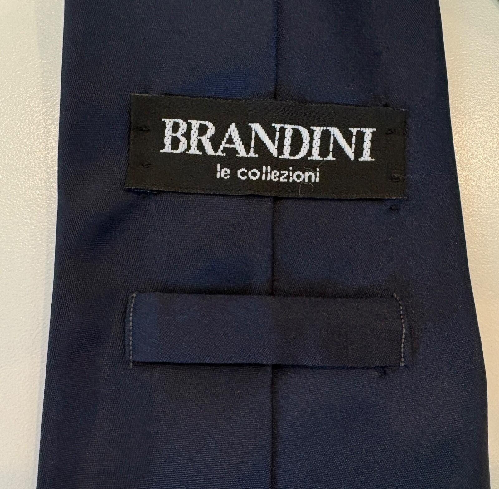 Brandini Brandini le collezioni Navy Blue Solid Silk Tie Designer Men Size ONE SIZE - 7 Thumbnail