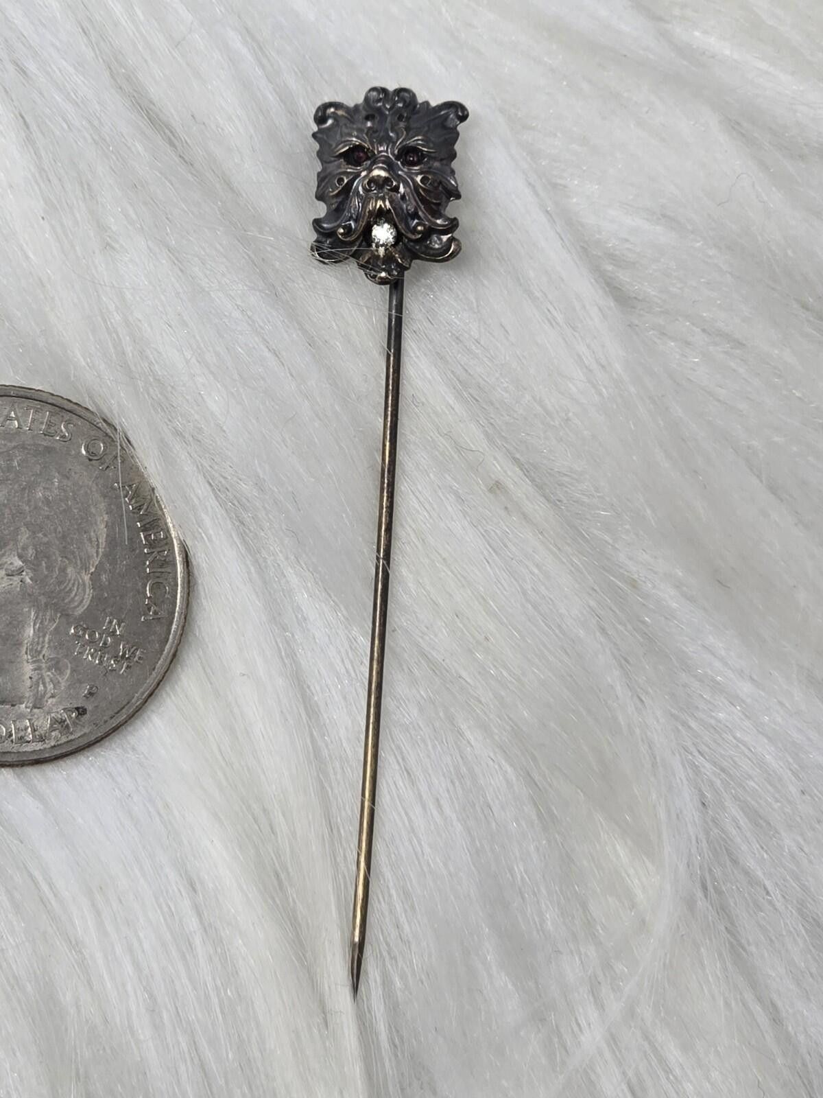 Other Antique Victorian Green Man Gargoyle Stickpin Diamond 925 Size ONE SIZE - 7 Thumbnail