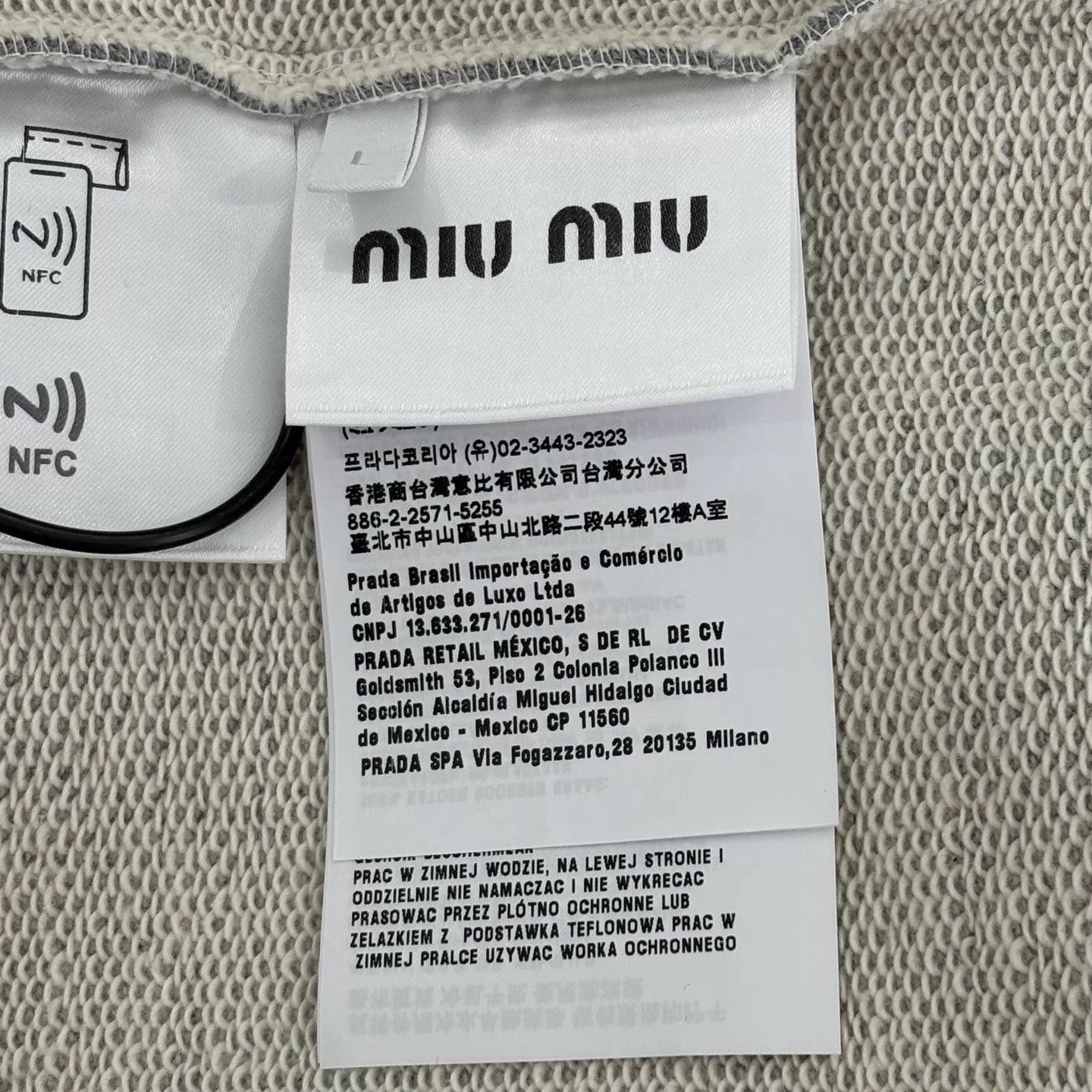 Miu Miu MIU MIU Gray Embroidered Sporty Zip Jacket Elastic Hem Size L / US 10 / IT 46 - 4 Thumbnail