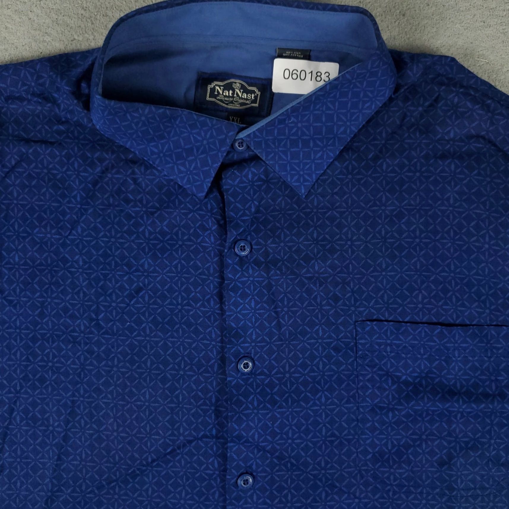 Nat Nast Nat Nast Shirt Mens 2XL Blue Geometric Silk Button Up Short Sleeve Size US XXL / EU 58 / 5 - 2 Thumbnail