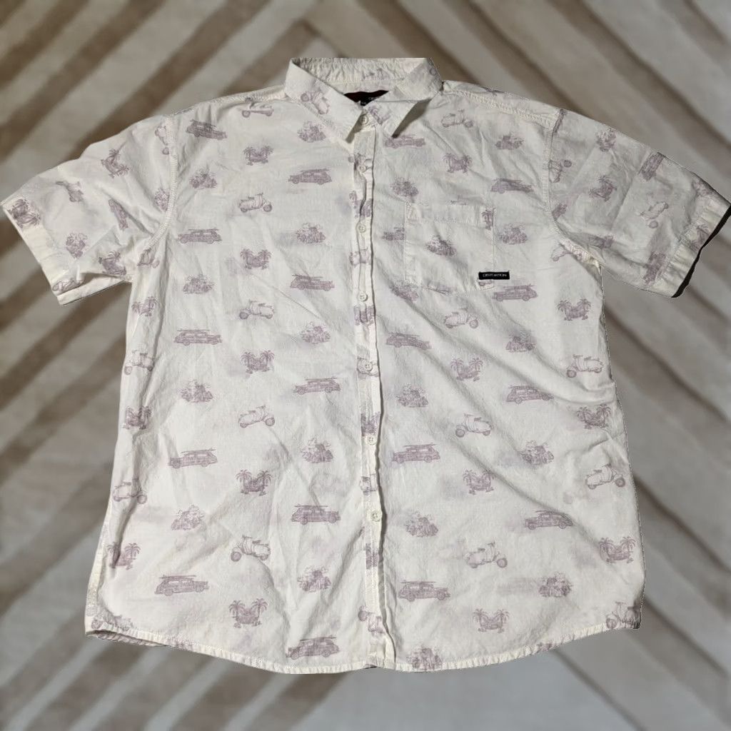 Off-White DISTORTION Men Shirt 2XL Cotton Off-White Moped Scooters Surfboard Reverse Print Shirt Size US XXL / EU 58 / 5 - 1 Thumbnail