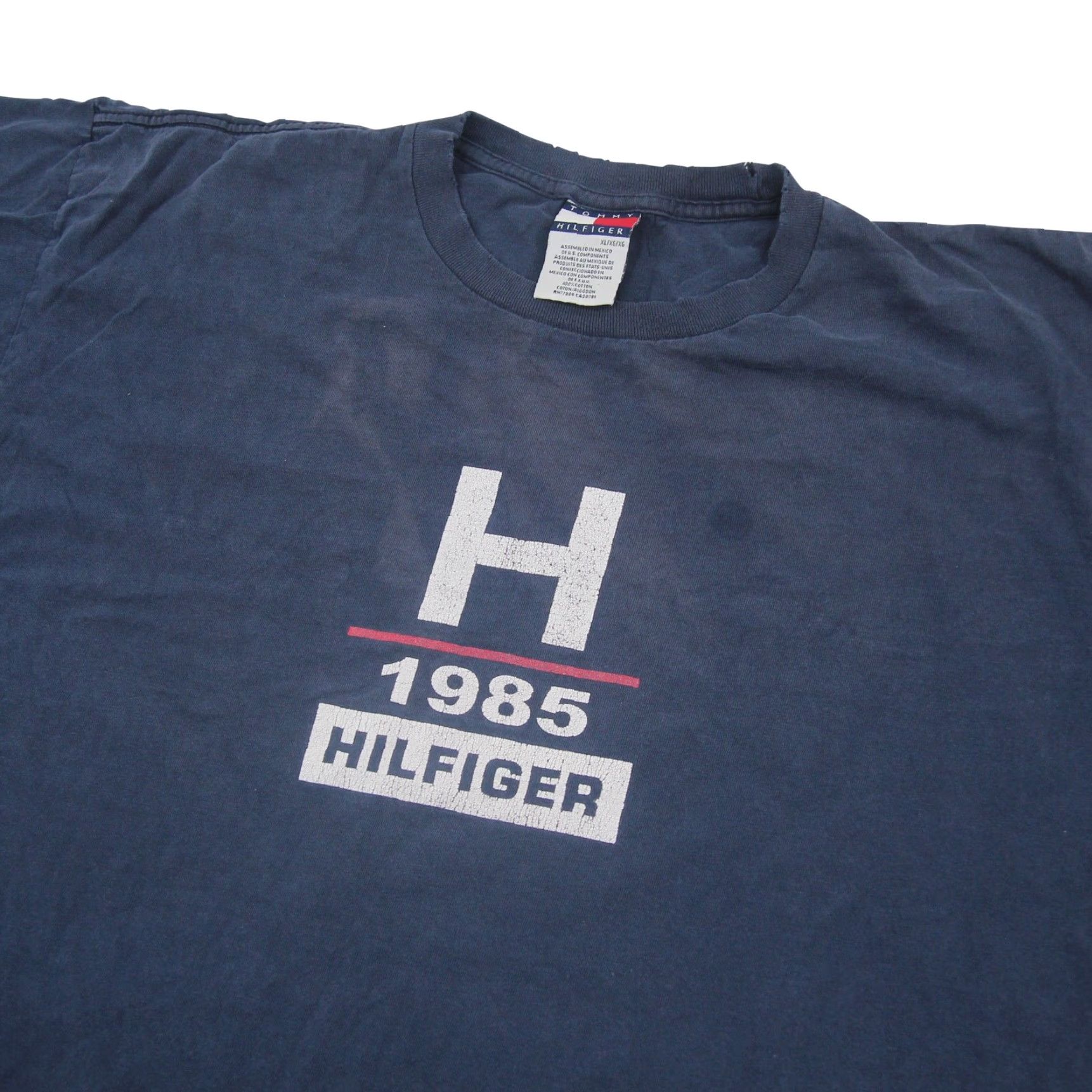Tommy Hilfiger VINTAGE Tommy Hilfiger Distressed Spellout Graphic T Shirt Blue XL Mens 90s Size US XL / EU 56 / 4 - 2 Thumbnail