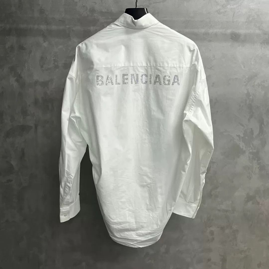 Balenciaga Balenciaga White Logo Collar Button-Up Shirt Size US XS / EU 42 / 0 - 1 Thumbnail