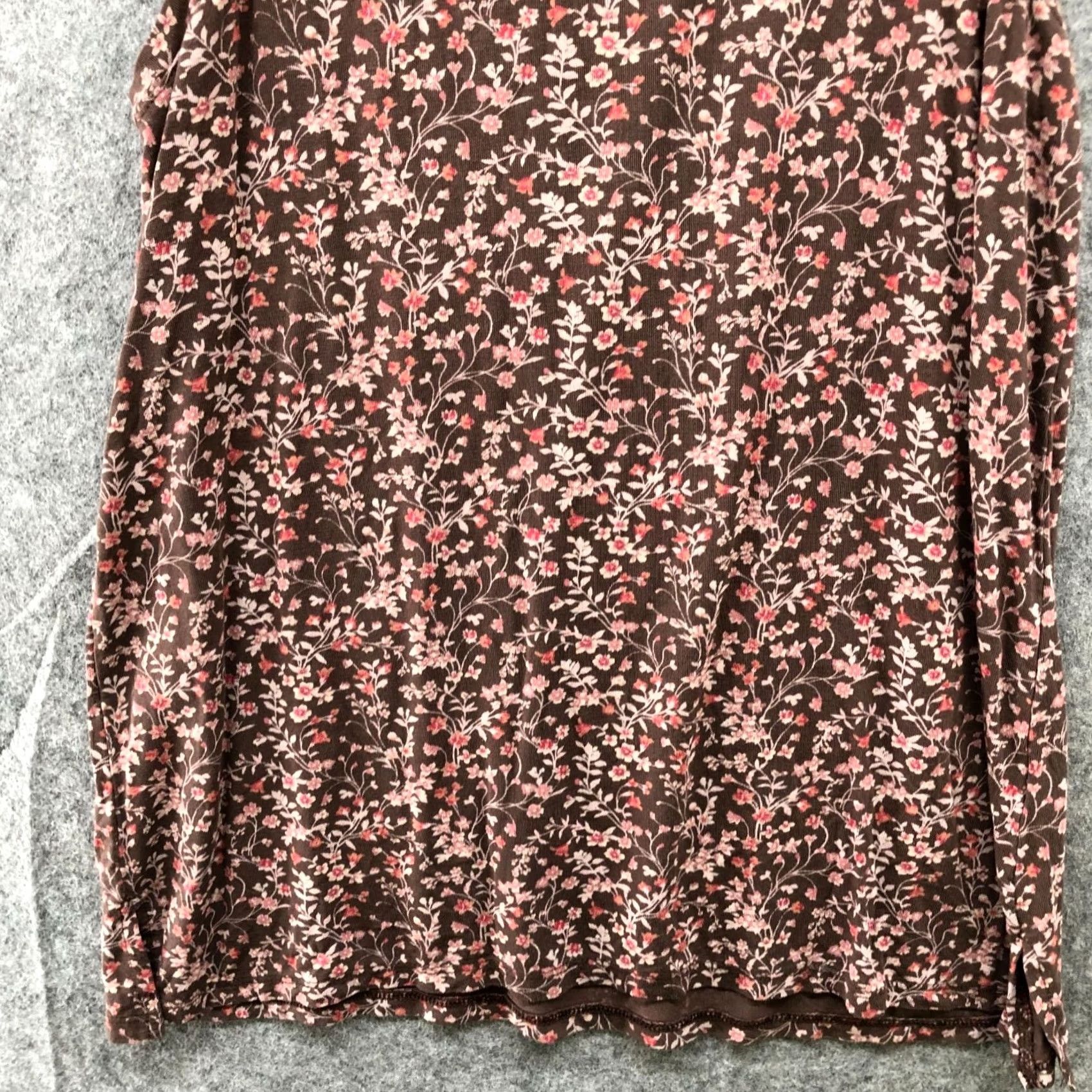 American Eagle Outfitters American Eagle Tank Top Womens S Brown Floral Round Neck Jersey Size S / US 4 / IT 40 - 4 Thumbnail
