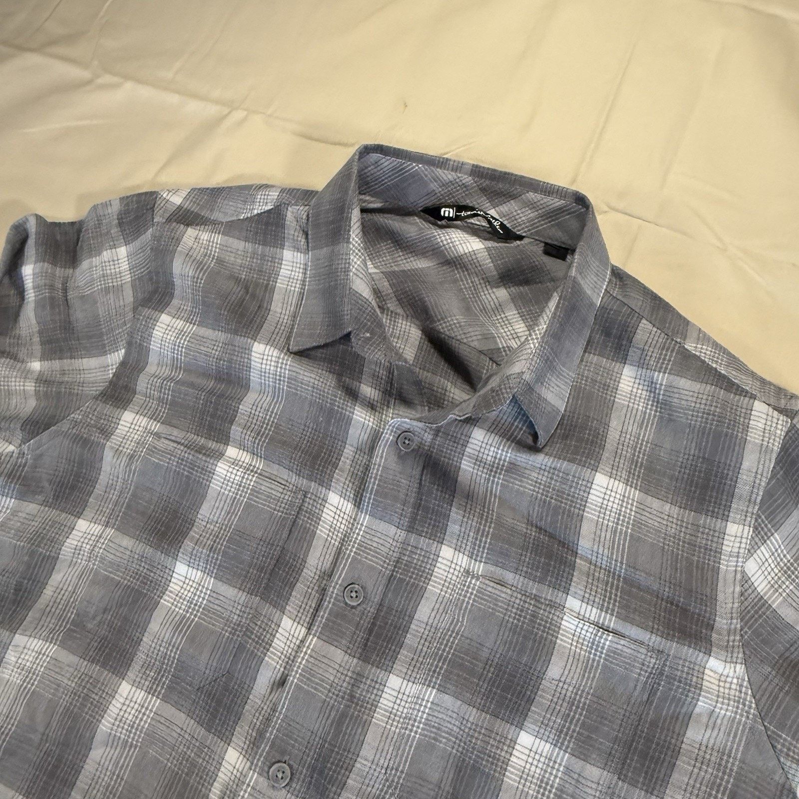 TravisMathew Travis Mathew Mens L Grey Plaid Lightweight Long Sleeve Size US L / EU 52-54 / 3 - 1 Thumbnail