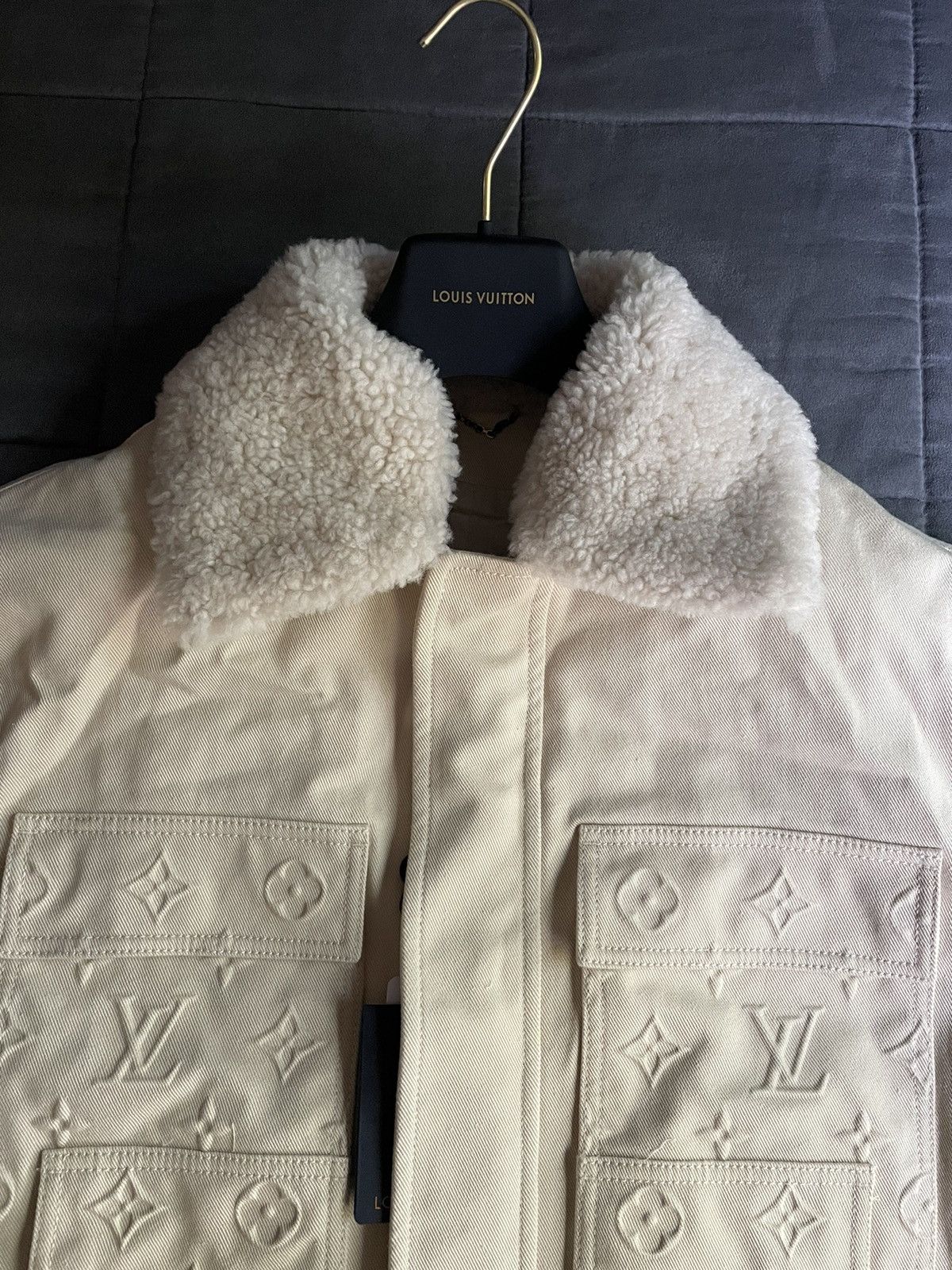 Louis Vuitton Louis Vuitton Beige Monogram Workwear Denim Jacket Size US M / EU 48-50 / 2 - 2 Thumbnail
