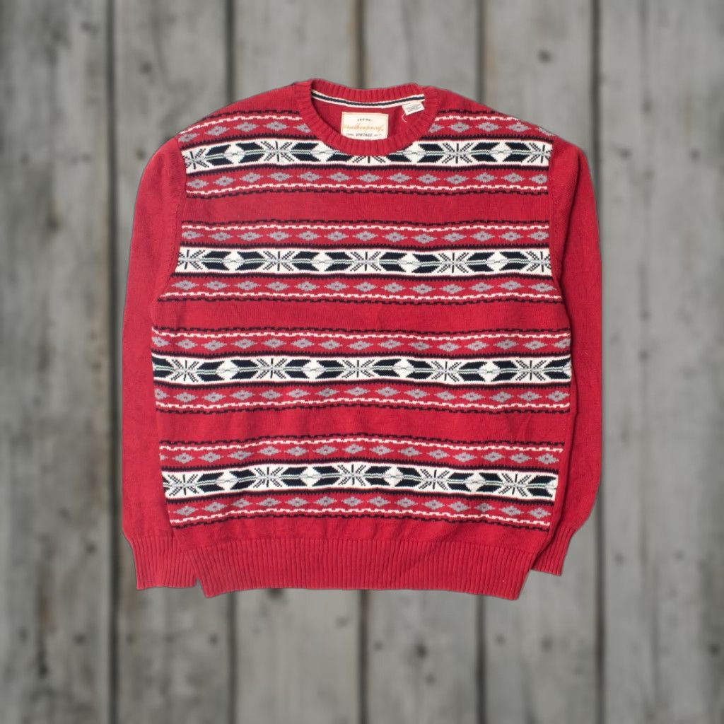 X-LARGE VINTAGE Sweater Red Black White 80s X-Large Fair Isle Pattern 4190 Adults XS? Size XL / US 12-14 / IT 48-50 - 1 Thumbnail