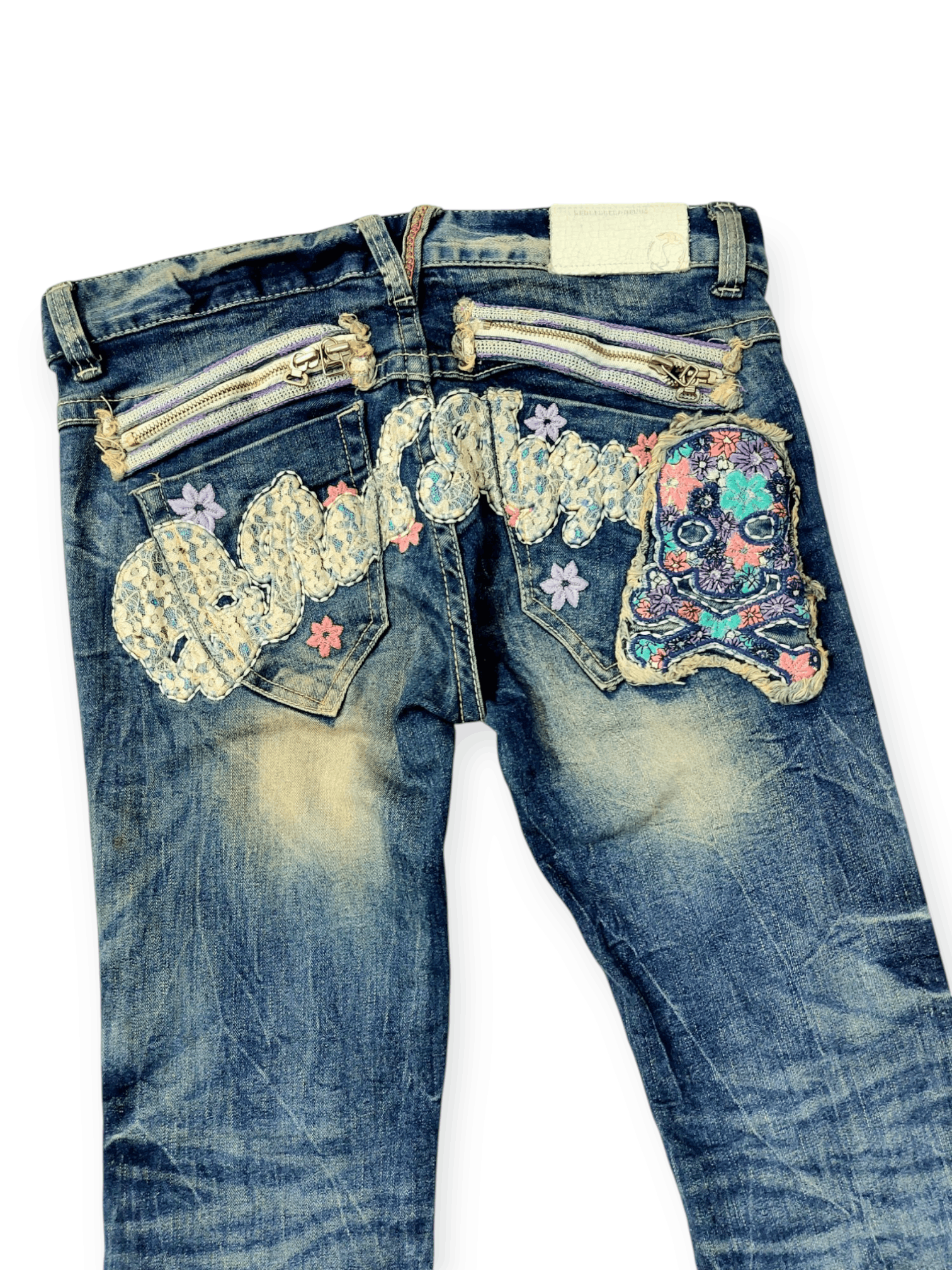 Designer 🔥Red Pepper Jeans Flare Embroidery Florish Skull Size 31" - 10 Thumbnail
