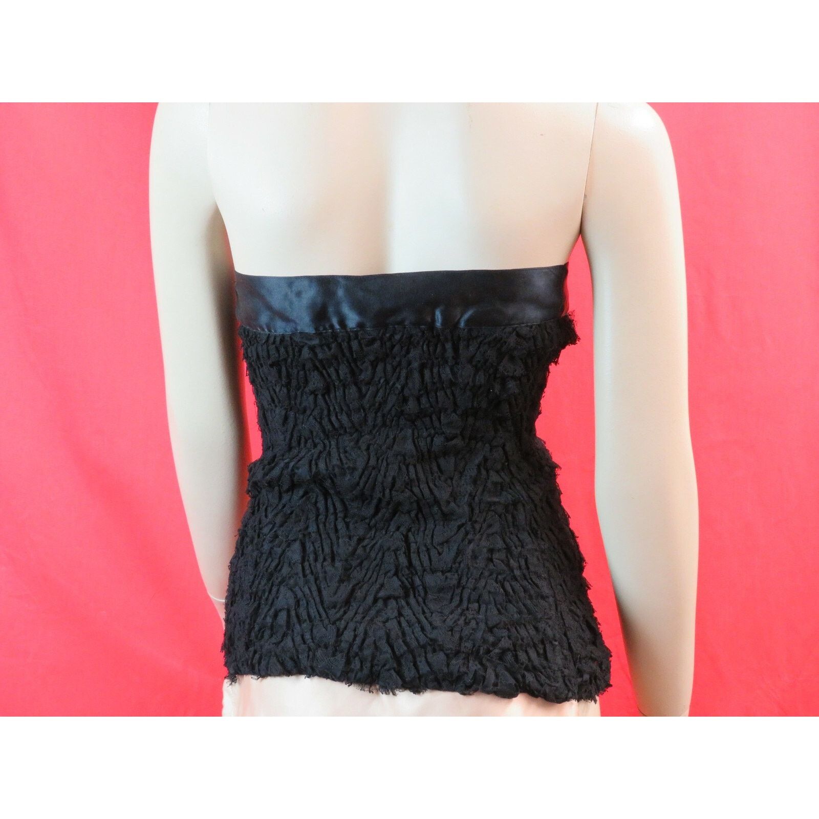 Prada PRADA P9376R BLACK SATIN LACE BOW SLEEVELESS DRESS TOP 40 IT Size S / US 4 / IT 40 - 3 Thumbnail